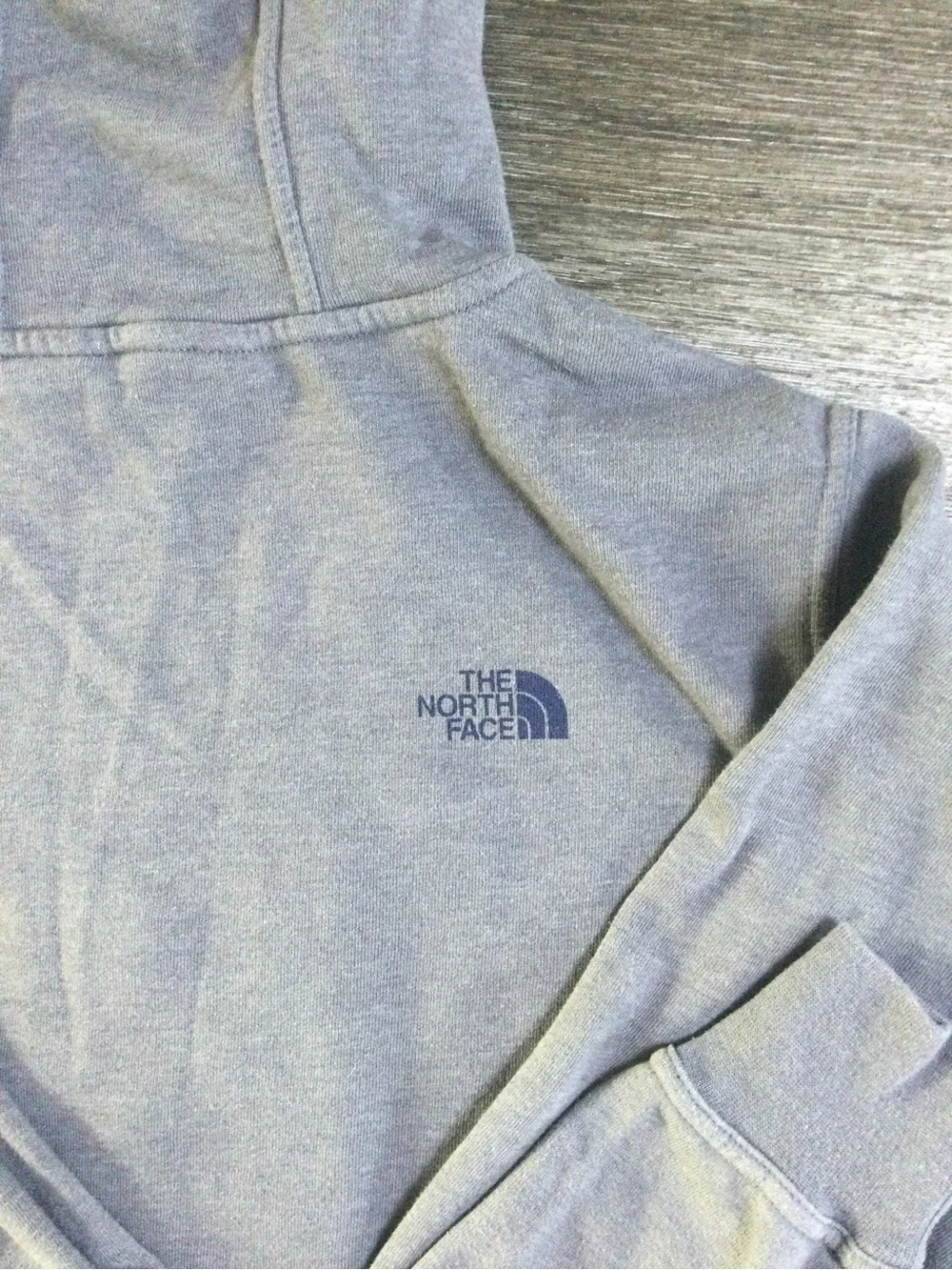 The North Face Gray Hoodie with Navy Lined Hood